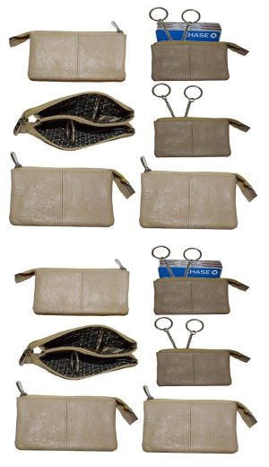 coin case leather ladies wallet purse mini pocket zip coin case key ring nw - Image 5
