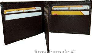 crocodile skin printed leather man's bi fold wallet 2 bill pockets 6 card ID - Image 11