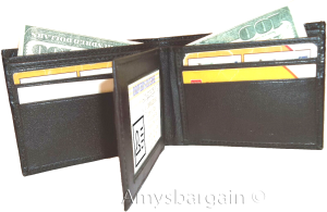 crocodile skin printed leather man's bi fold wallet 2 bill pockets 6 card ID - Image 4