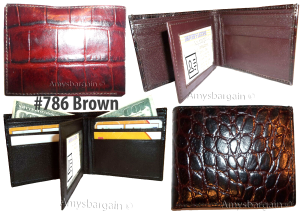 crocodile skin printed leather man's bi fold wallet 2 bill pockets 6 card ID - Image 5