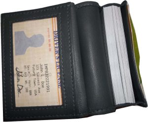 leather business card 7 credit card black genuine leather id card holder - Image 7