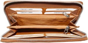leather checkbook wallet compact wallet cards change bills black wallets bn - Image 8