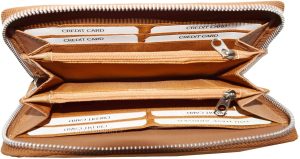 leather checkbook wallet compact wallet cards change bills black wallets bn - Image 10