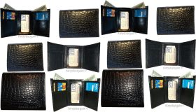 lot of 12 man's black trifold wallet new style crocodile printed leather wallet