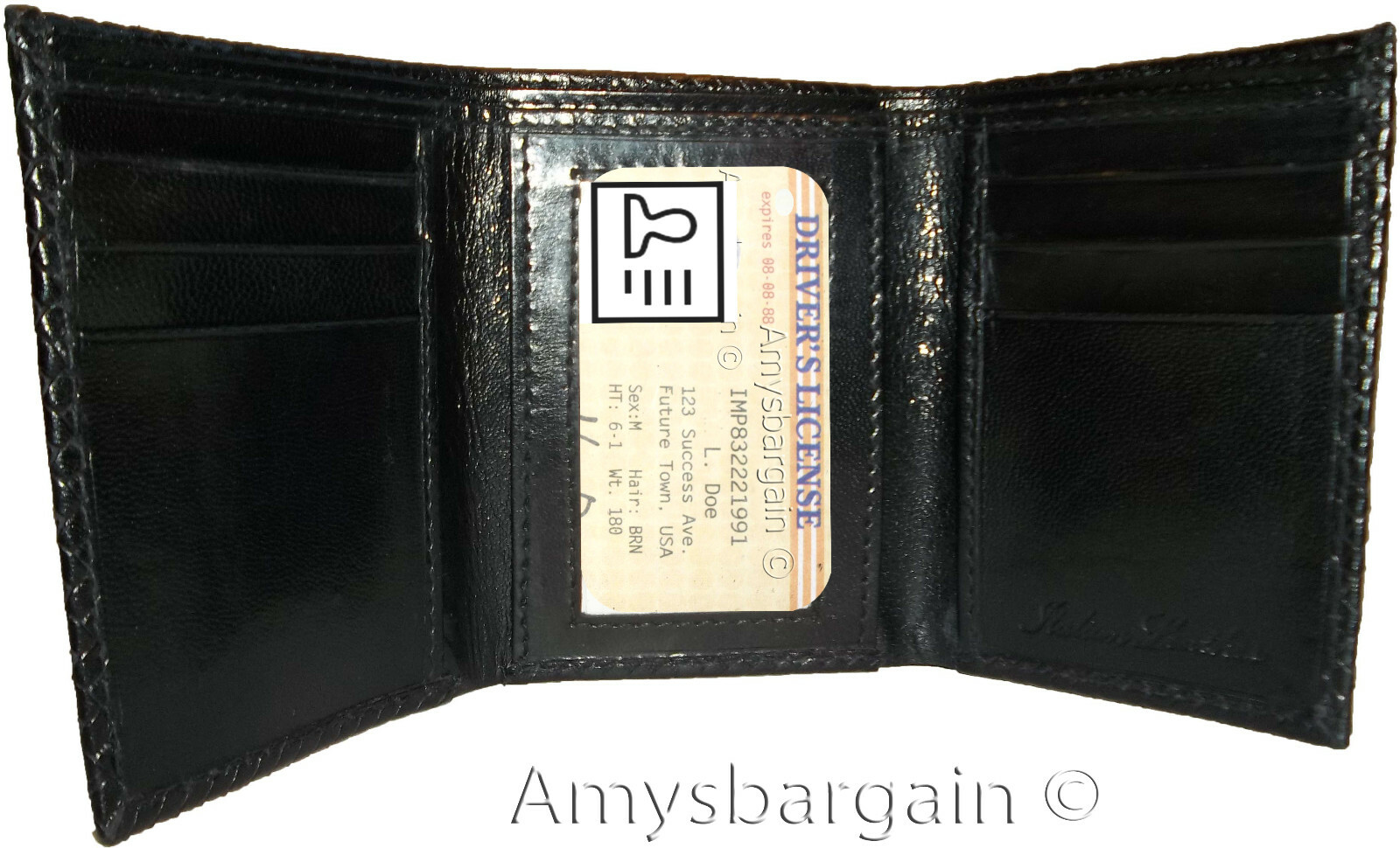 lot of 12 man's black trifold wallet new style woven printed leather wallet - Image 6