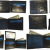 lot of 12 new crocodile skin printed leather man's bi fold wallet 6 cards id new