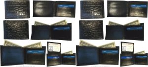 lot of 12 new crocodile skin printed leather man's bi fold wallet 6 cards id new