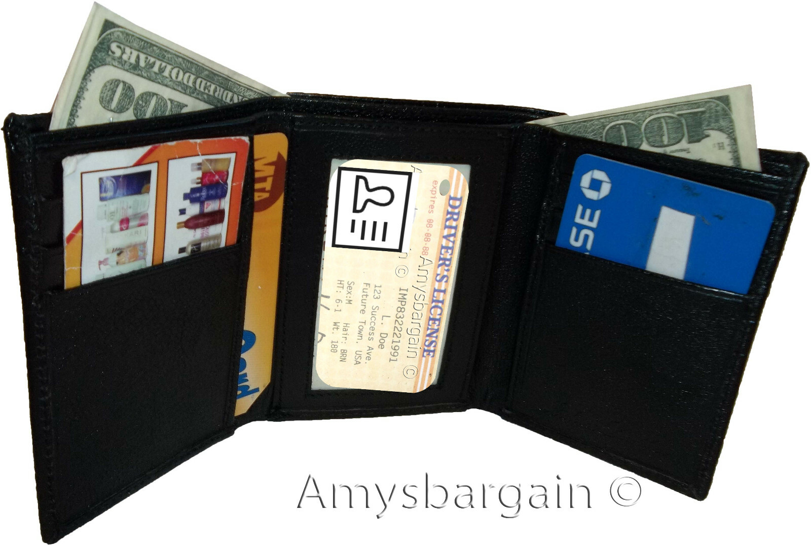 lot of 2 men’s woven printed leather wallet brown trifold wallet id billfolds’ - Image 13