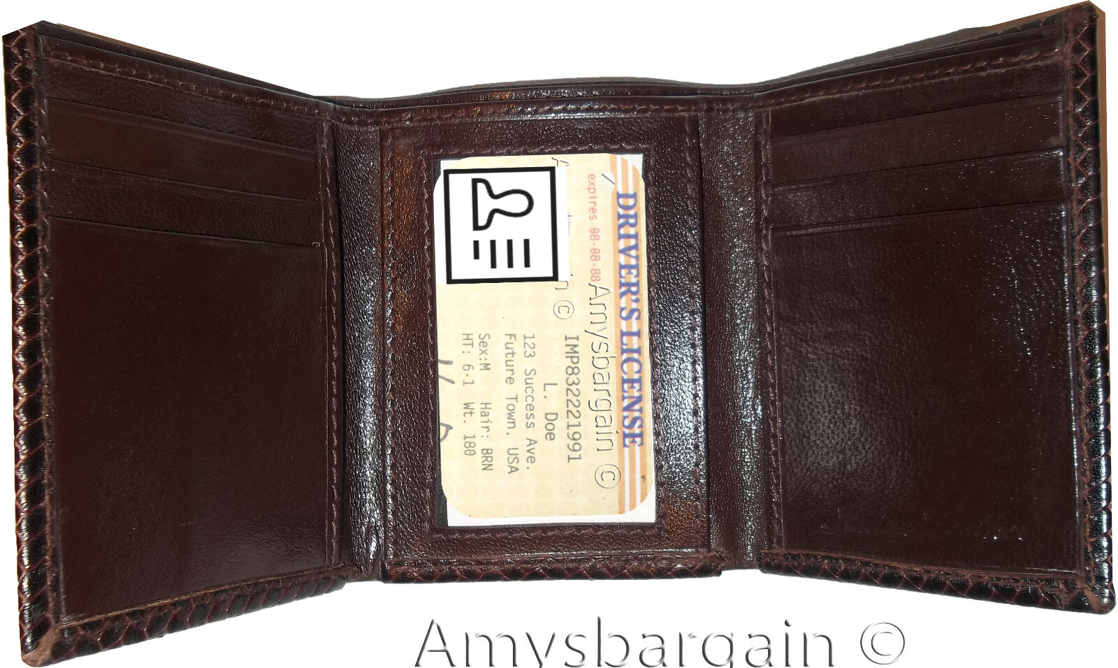 lot of 2 men’s woven printed leather wallet brown trifold wallet id billfolds’ - Image 4