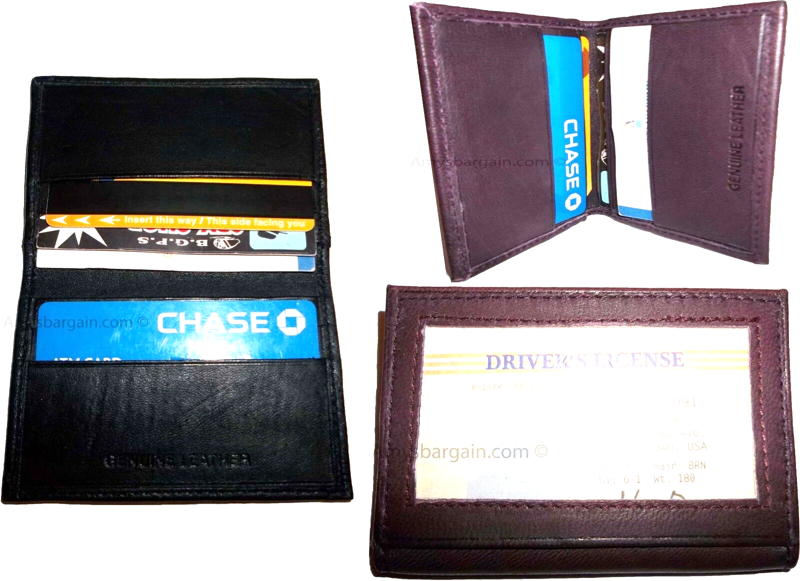 lot of 3 new leather business card case credit card wallet id leather card case.