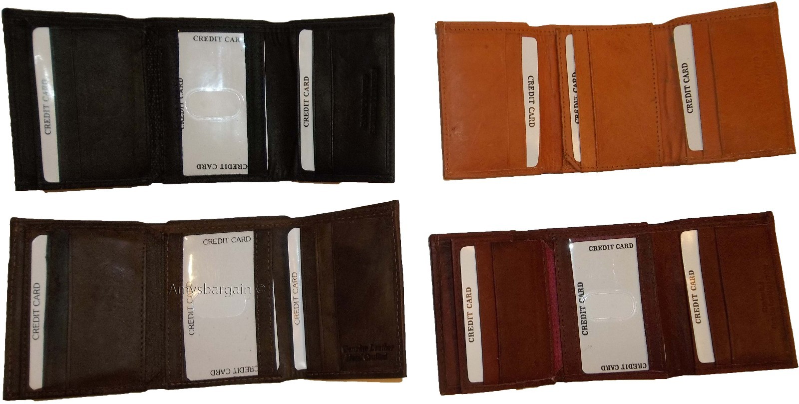 man's wallet leather trifold 12 credit card 2 bill slots black brown tan cognac - Image 7