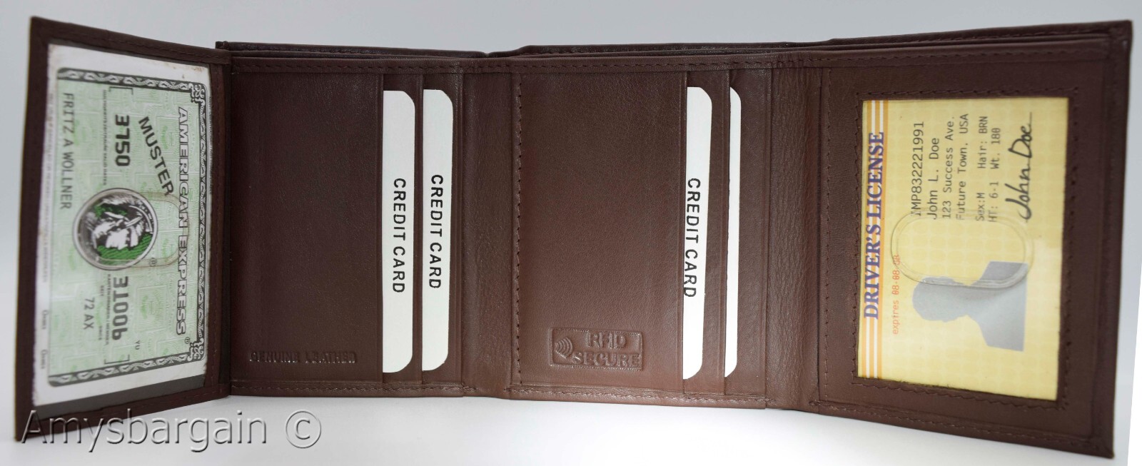 men's RFID genuine leather trifold wallet secure IDs credit cards br new in box - Image 16