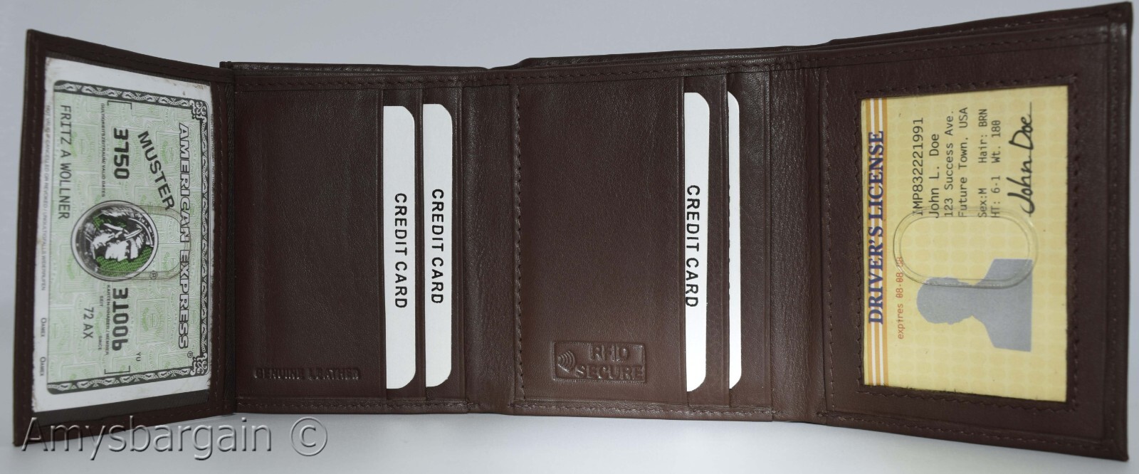 men's RFID genuine leather trifold wallet secure IDs credit cards br new in box - Image 17