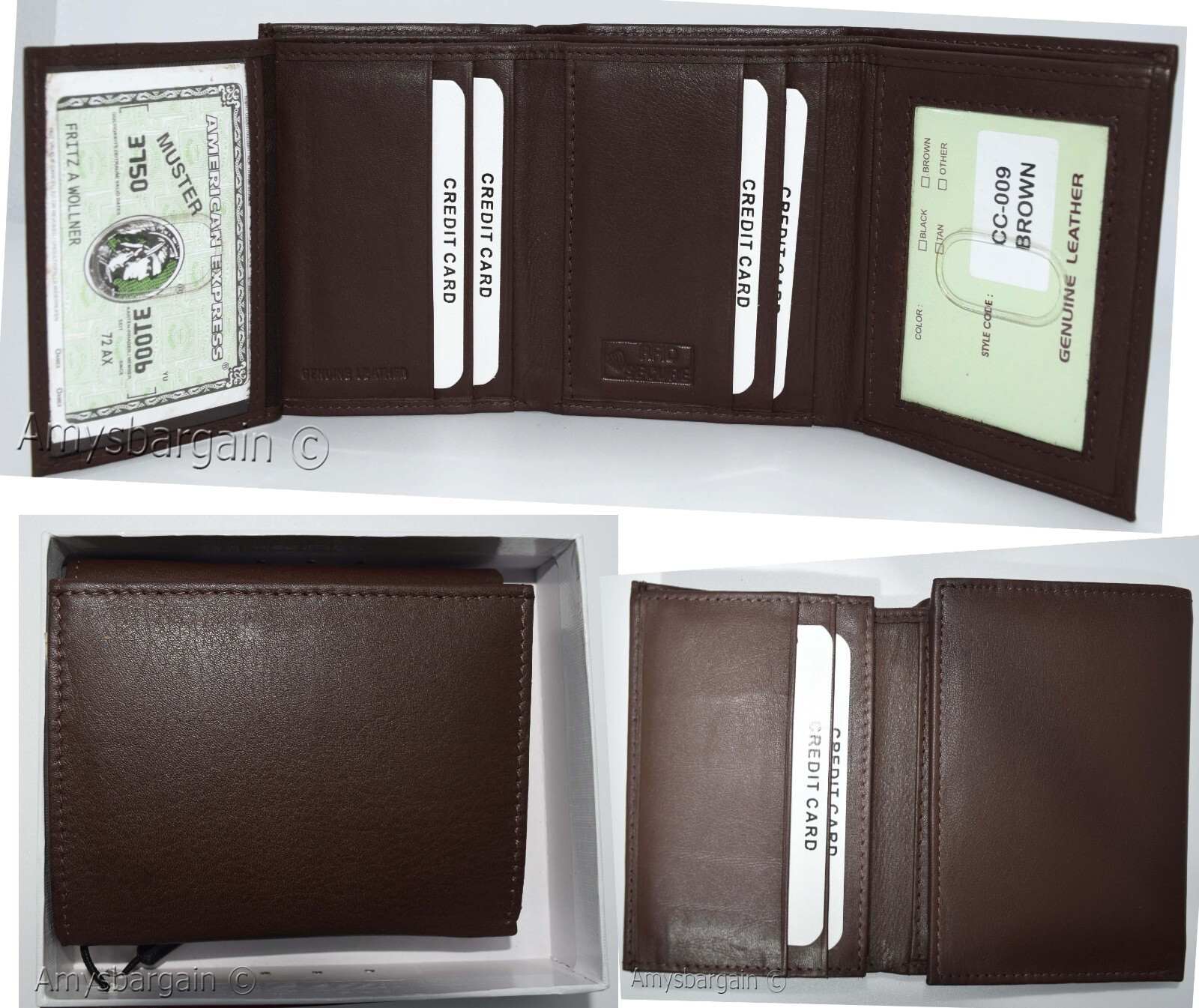 men's RFID genuine leather trifold wallet secure IDs credit cards br new in box
