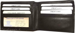 men's bifold genuine leather wallet 6 cards 1 id 2 bill pockets brown new wallet - Image 3