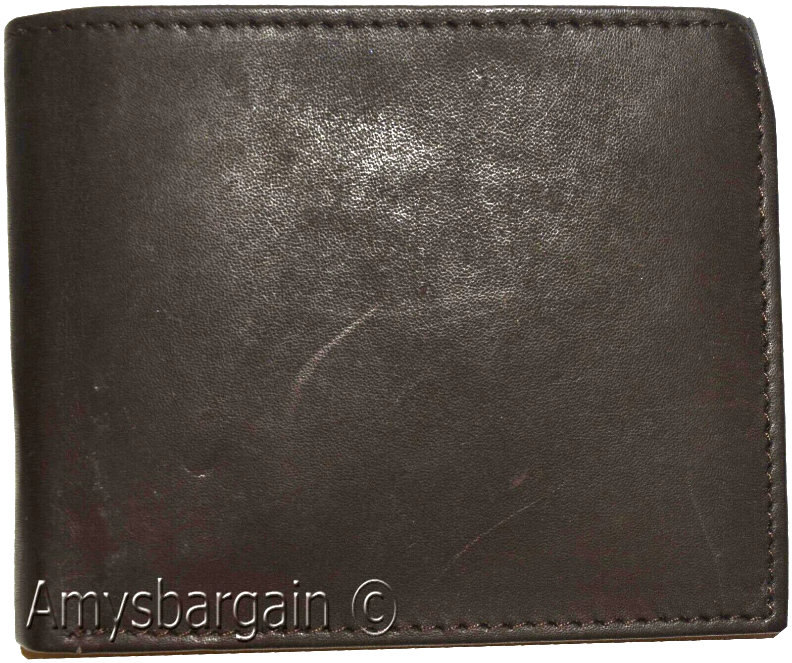 men's bifold genuine leather wallet 6 cards 1 id 2 bill pockets brown new wallet - Image 4
