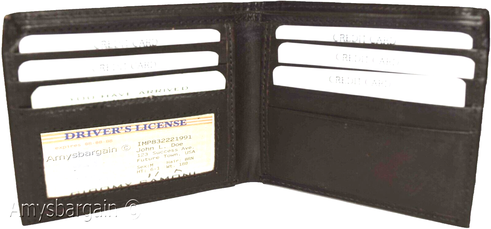 men's bifold genuine leather wallet 6 cards 1 id 2 bill pockets brown new wallet - Image 5