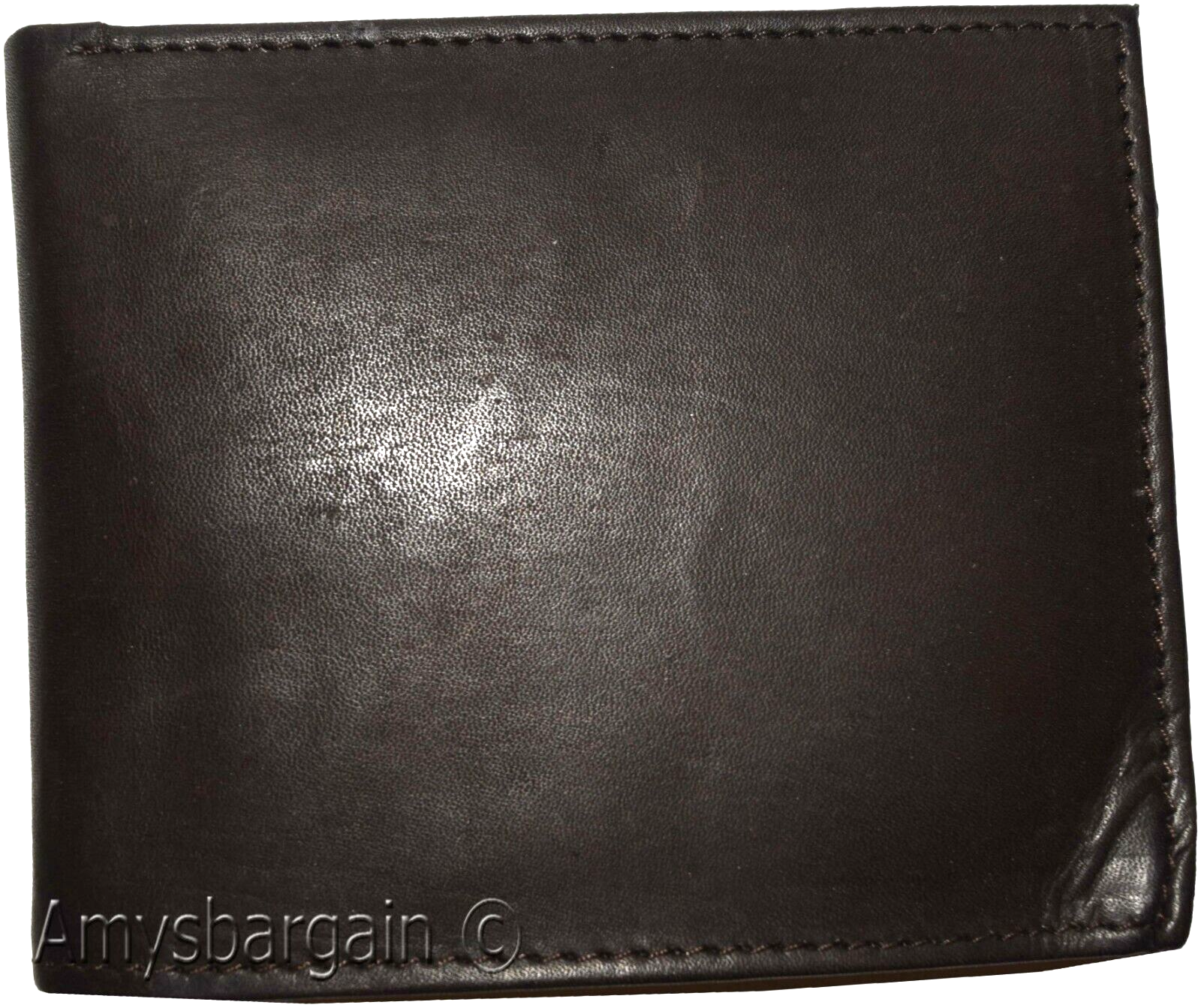 men's bifold genuine leather wallet 6 cards 1 id 2 bill pockets brown new wallet - Image 6