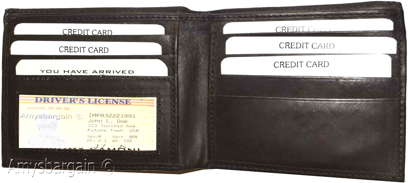 men's bifold genuine leather wallet 6 cards 1 id 2 bill pockets brown new wallet - Image 8