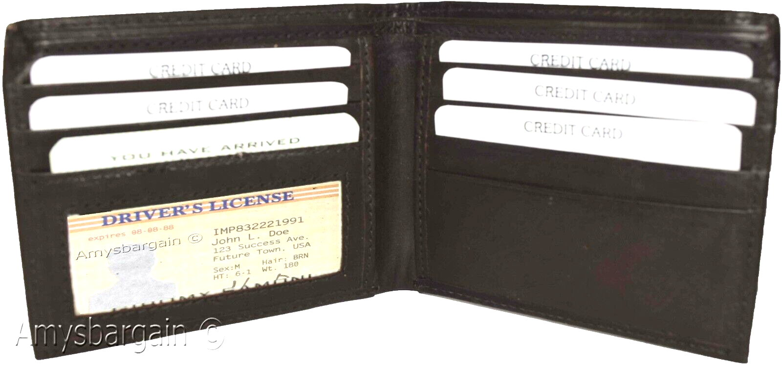 men's bifold genuine leather wallet 6 cards 1 id 2 bill pockets brown new wallet - Image 9