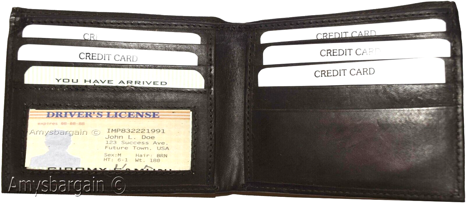 men's bifold genuine leather wallet 6 cards 1 id 2 bill pockets brown new wallet - Image 10