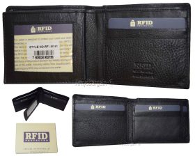men's wallet rfid genuine leather bifold 2 billfold 9 card wallet brn new in box