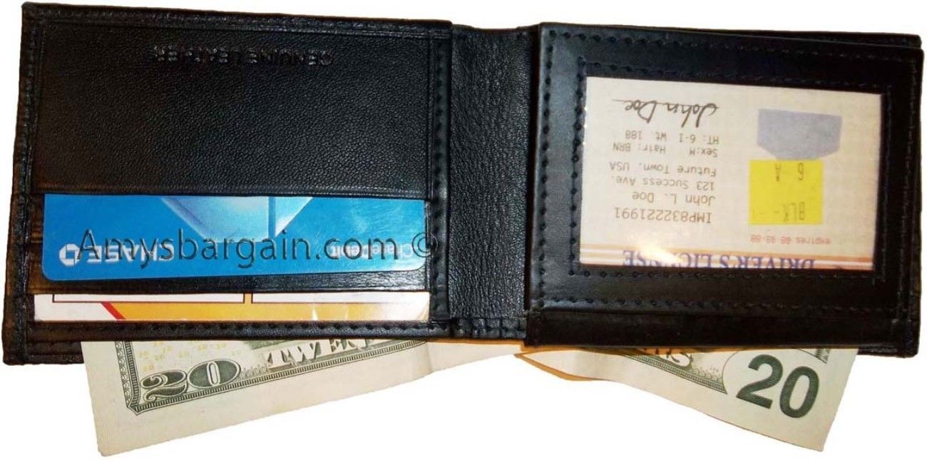 new man's genuine leather bi-fold wallet 9 credit debit card 2 bill slots - Image 11