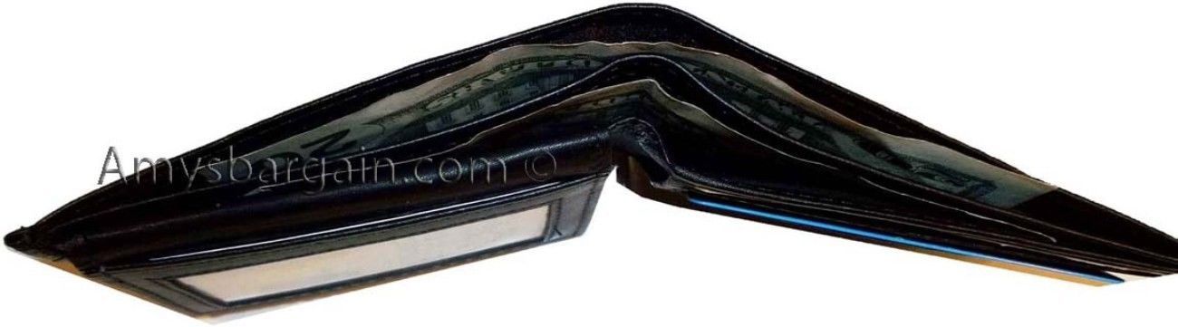 new man's genuine leather bi-fold wallet 9 credit debit card 2 bill slots - Image 12