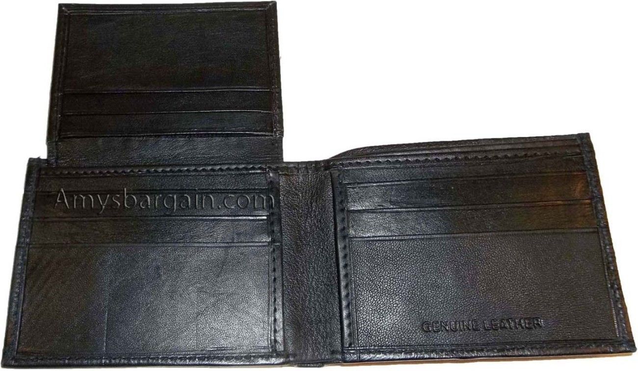 new man's genuine leather bi-fold wallet 9 credit debit card 2 bill slots - Image 13