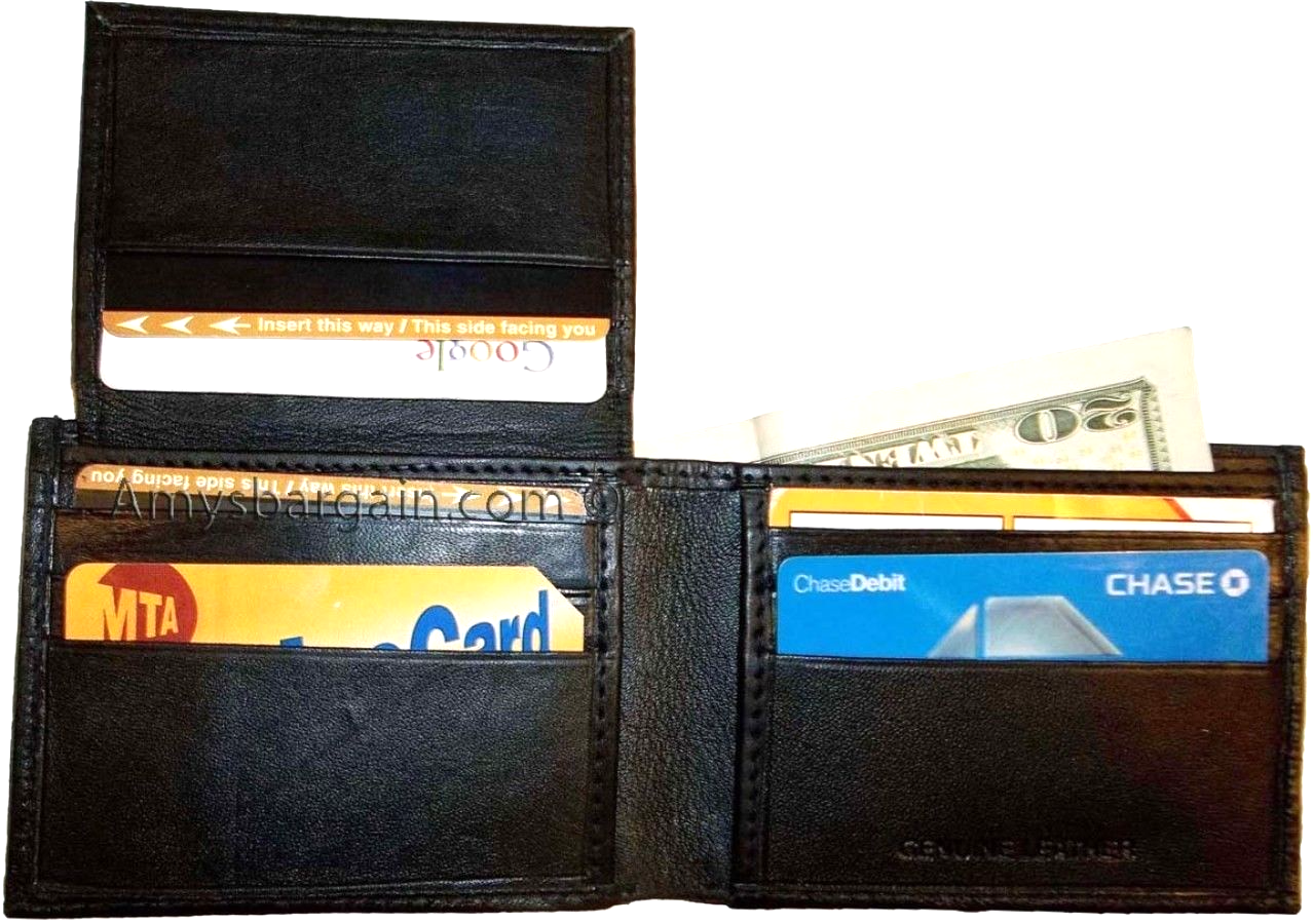 new man's genuine leather bi-fold wallet 9 credit debit card 2 bill slots - Image 8