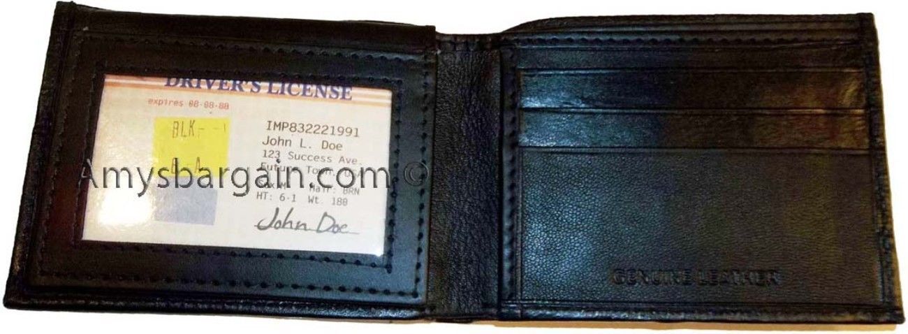 new man's genuine leather bi-fold wallet 9 credit debit card 2 bill slots - Image 10