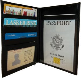 passport case lambskin leather passport holder 6 credit card ID large bifold new