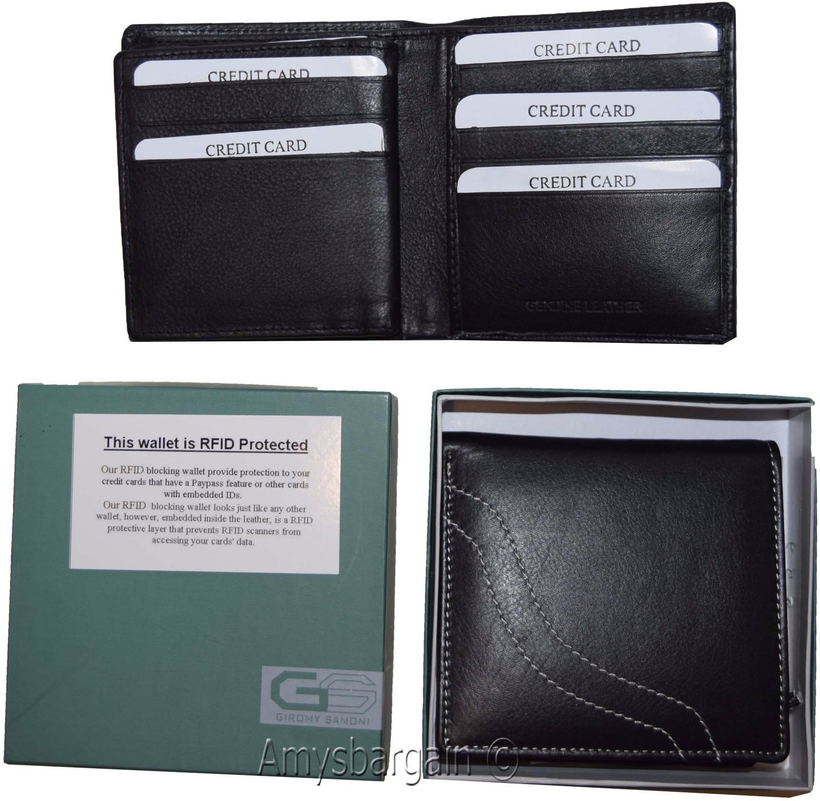 rfid men's hipster wallet genuine leather bifold 15 cards id new wallet in box - Image 3