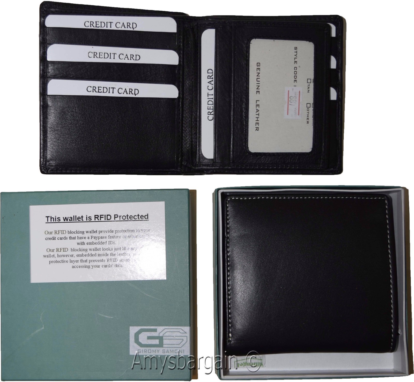 rfid men's hipster wallet genuine leather bifold 15 cards id new wallet in box - Image 5