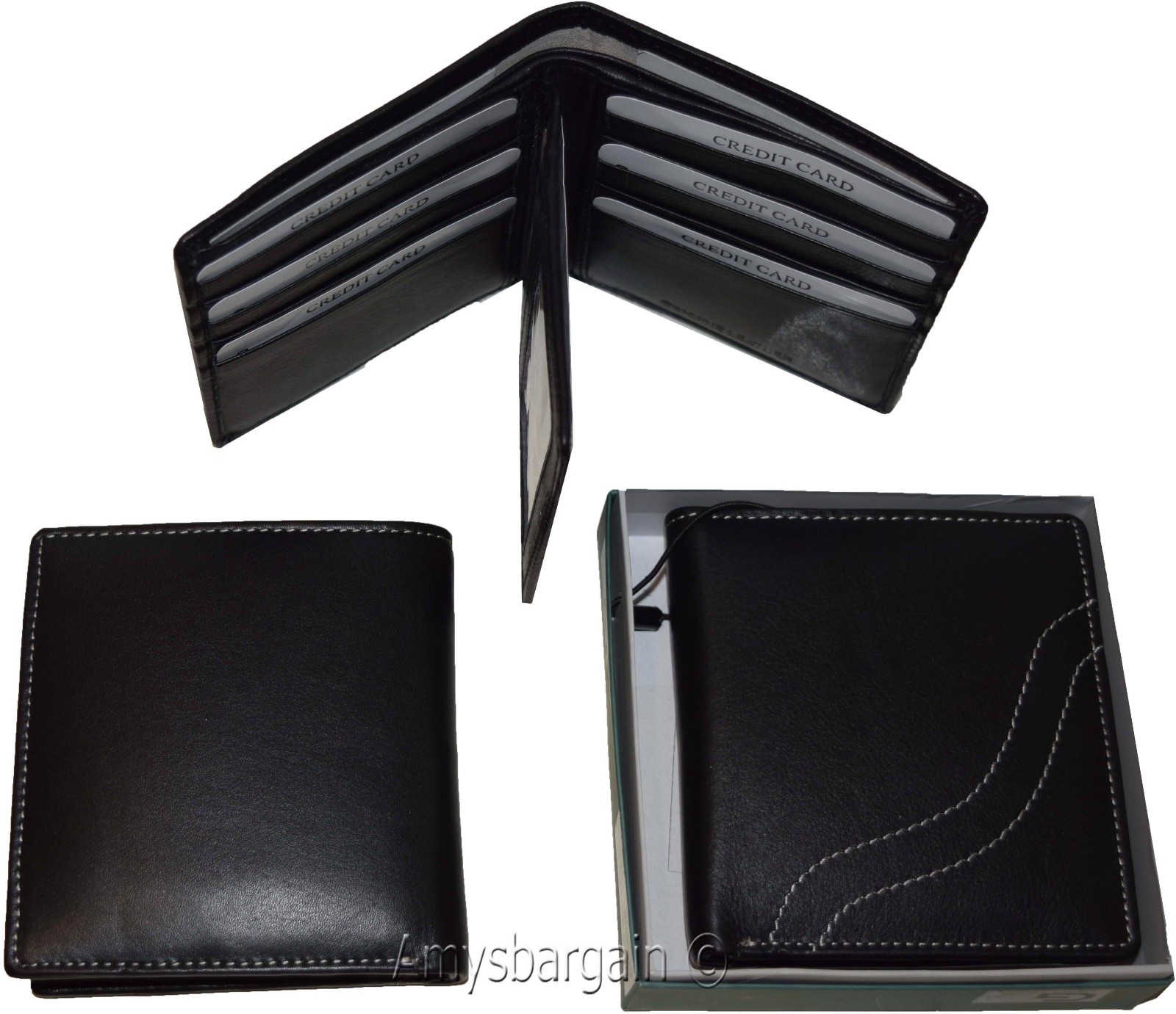 rfid men's hipster wallet genuine leather bifold 15 cards id new wallet in box - Image 9