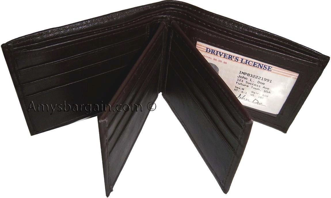 2 Men's Wallet. Soft Leather 9 Card Holder 3 ID windows Billfold Wallet Brd New - Image 3