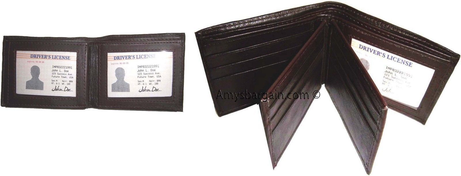 2 Men's Wallet. Soft Leather 9 Card Holder 3 ID windows Billfold Wallet Brd New