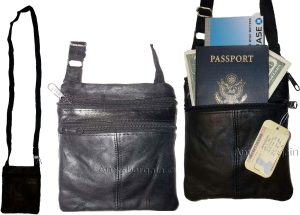 2 New hand bag leather passport case credit Card case purse neck travel pouch bn - Image 3