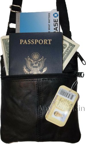 2 New hand bag leather passport case credit Card case purse neck travel pouch bn - Image 9
