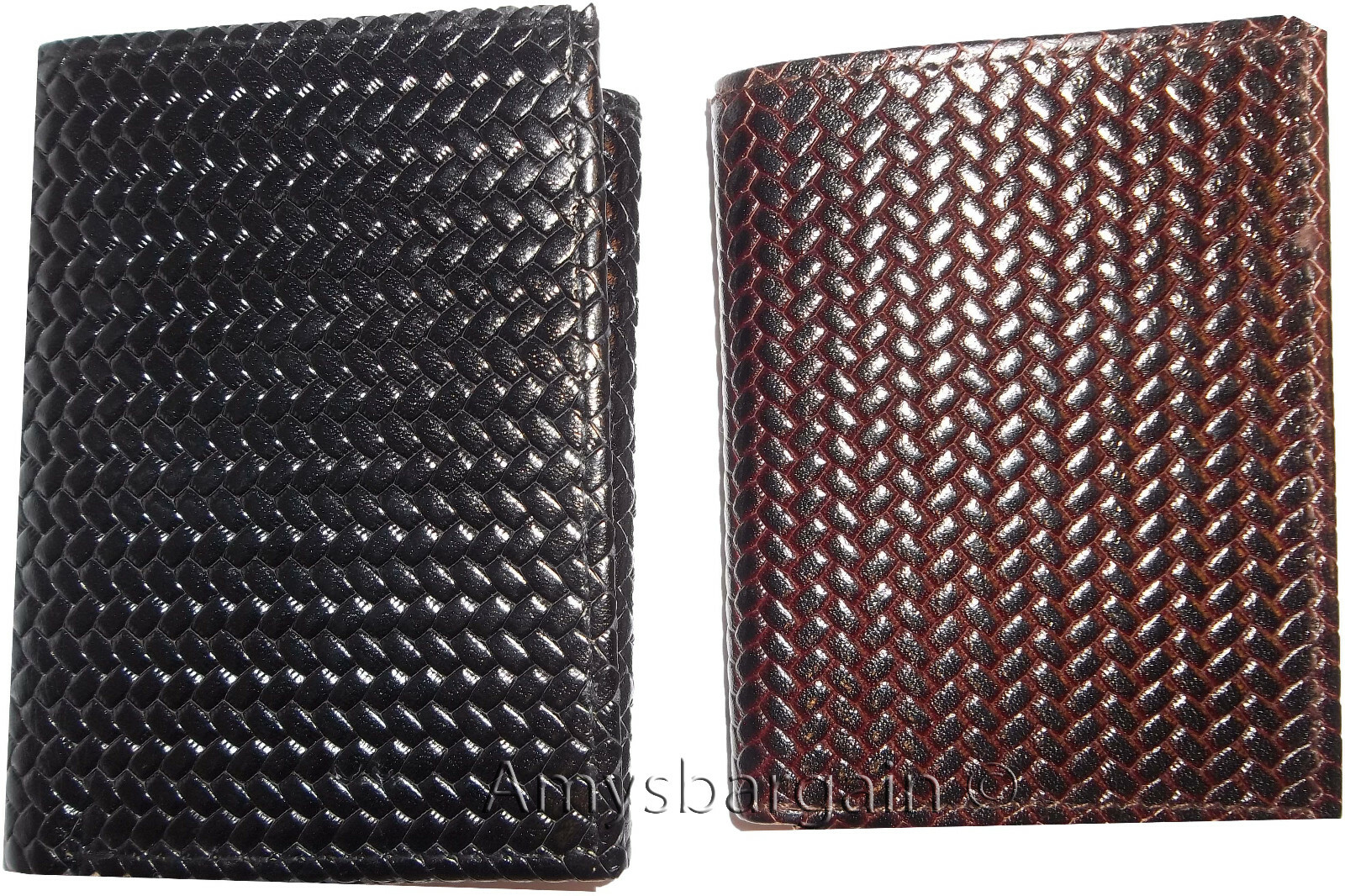 2 new style Woven Printed Leather Man's Trifold wallet 2 bill slots 9 card ID - Image 8