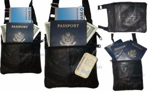 4 New hand bag leather passport case credit Card case purse neck travel pouch bn