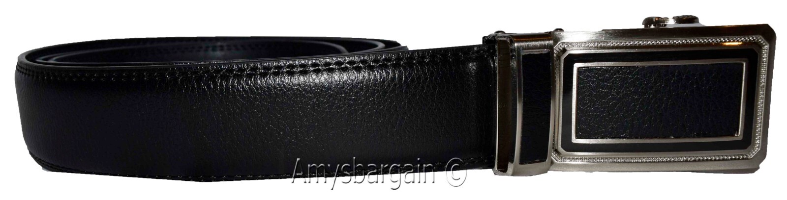 Black Leather Men’s Belt XL Automatic lock Dress / Casual belt adjustable belt - Image 11