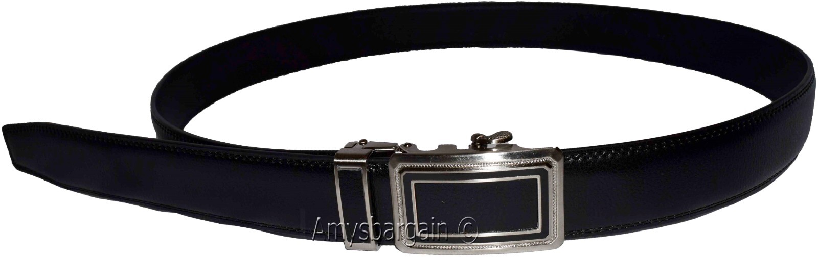 Black Leather Men’s Belt XL Automatic lock Dress / Casual belt adjustable belt - Image 5