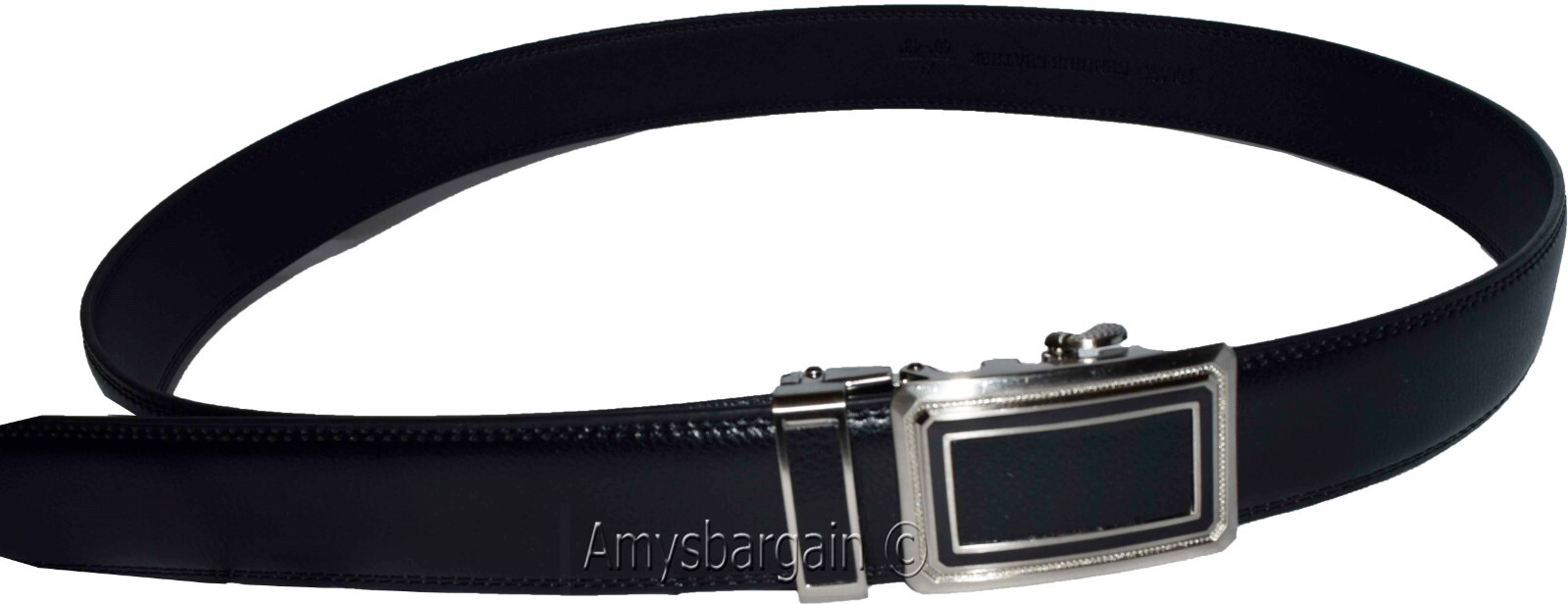 Black Leather Men’s Belt XL Automatic lock Dress / Casual belt adjustable belt - Image 6