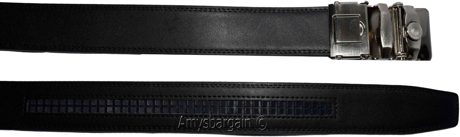 Black Leather Men’s Belt XL Automatic lock Dress / Casual belt adjustable belt - Image 7