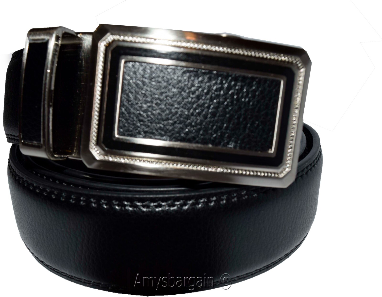 Black Leather Men’s Belt XL Automatic lock Dress / Casual belt adjustable belt - Image 10