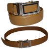 Camel Leather Men’s Belt XL Automatic lock Dress / Casual belt adjustable belt