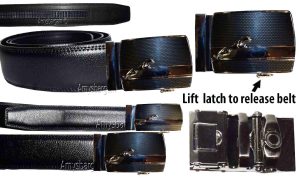 Genuine leather men's ratchet belt men’s casual adjustable automatic buckle 50” - Image 8