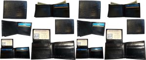 Italian Styled Woven Printed Leather man's bi fold wallet 2 bill slots 6 card ID - Image 5