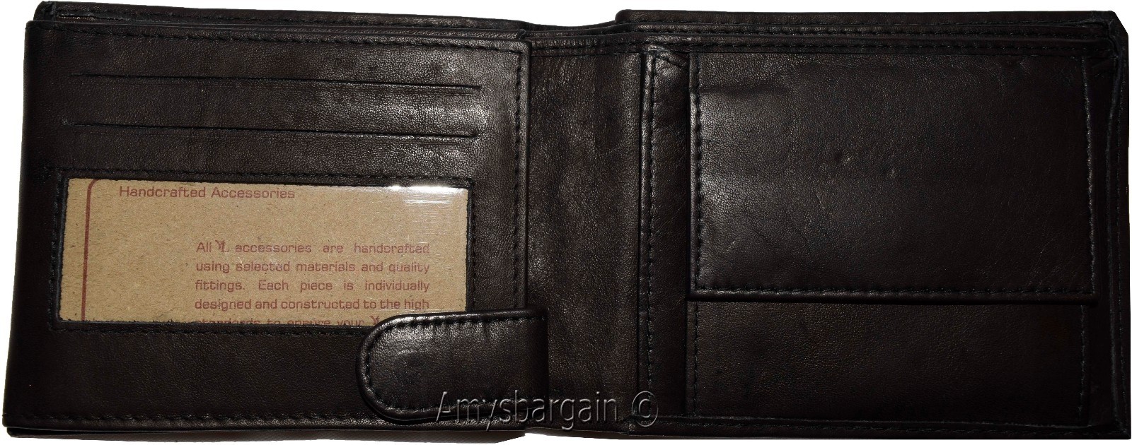 Large Men's Leather Wallet Billfold Wallet 2 Bill slots 2 Flip side ID Coin case - Image 3